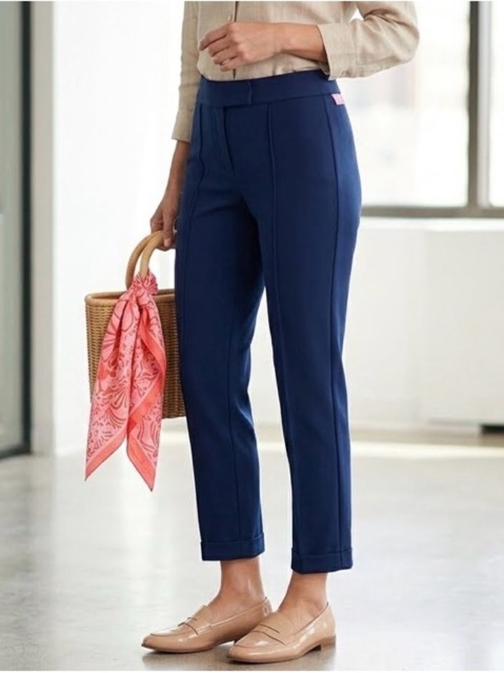 Lilly Pulitzer Midnight Navy Travel Pintuck Ponte Pants size S 0427